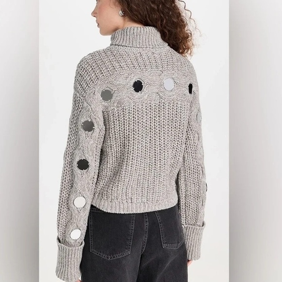NWOT STAUD Vernacular Sweater Grey/Silver size XS chunky turtleneck $395 - Picture 2 of 12